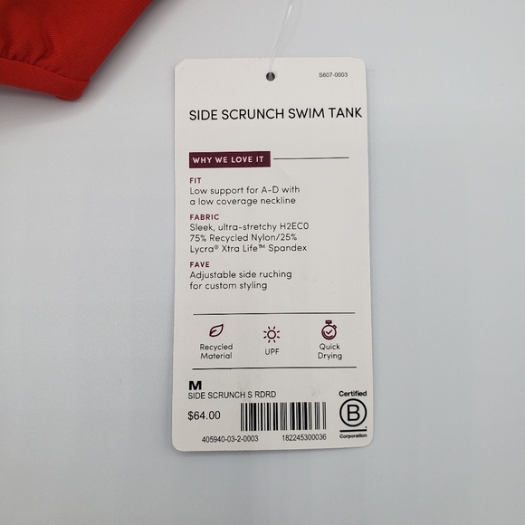 Athleta red side scrunch bikini swim tank top - Picture 6 of 11